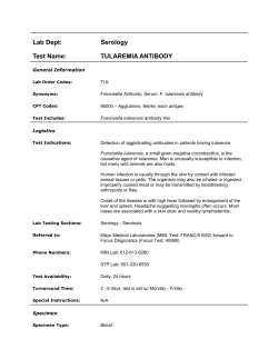 Lab Dept: Serology Test Name: TULAREMIA ANTIBODY