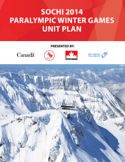 SOCHI 2014 PARALYMPIC WINTER GAMES UNIT PLAN