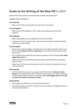 Guide to the Writing of the New PIP in 2010