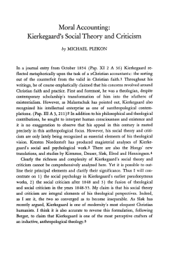 Moral Accounting: Kierkegaard`s Social Theory and Criticism