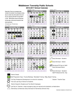 016-2017 School Calendar - Middletown Township School District