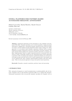 ONTEA: PLATFORM FOR PATTERN BASED AUTOMATED