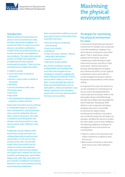 Maximising the physical environment