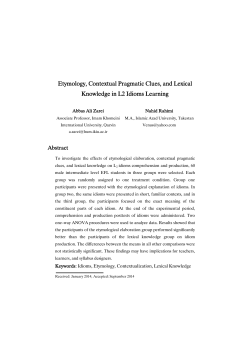 Etymology,ContextualPragmaticClues,andLexical