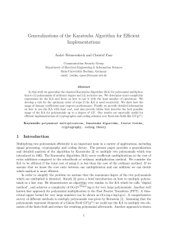 Generalizations of the Karatsuba Algorithm for Efficient