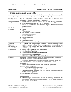 Temperature and Solubility