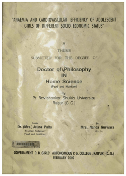 anaemia and cardiovascular efficiency of adolescent
