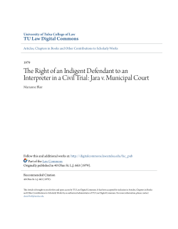 The Right of an Indigent Defendant to an Interpreter in a Civil Trial