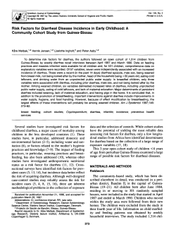Risk Factors for Diarrheal Disease Incidence in Early Childhood: A
