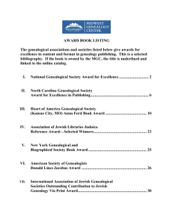 AWARD BOOK LISTING The genealogical associations and