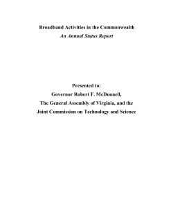 Broadband Activities in the Commonwealth An Annual Status Report