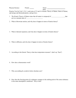 Practice Test: Kinetic Theory of Matter