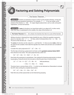 Factoring and Solving Polynomials