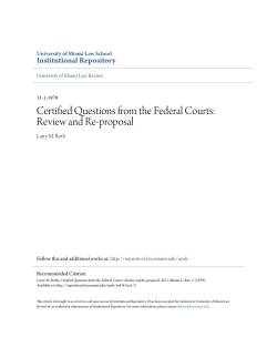 Certified Questions from the Federal Courts