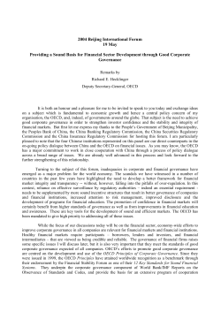 2004 Beijing International Forum 19 May Providing a Sound Basis
