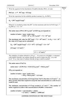 CHEM1002 2014-N-7 November 2014 &bull; Write the equation for the