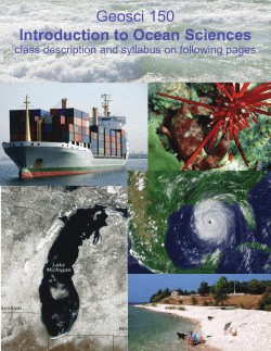 Geosci 150 Introduction to Ocean Sciences
