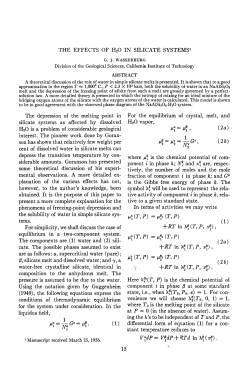 THE EFFECTS OF H20 IN SILICATE SYSTEMS1 The depression of