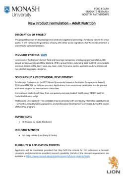 New product development - adult nutrition This