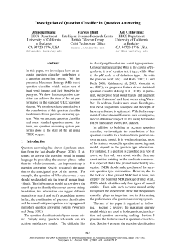 Investigation of Question Classifier in Question Answering