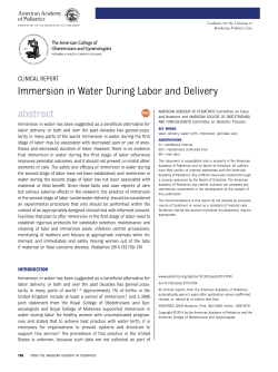 Immersion in Water During Labor and Delivery abstract