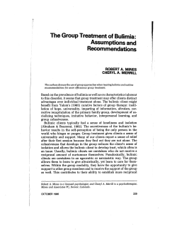 Group Treatment of Bulimia: Assumptions and Recommendations
