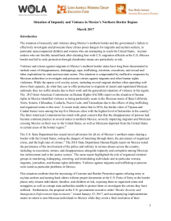 Situation of Impunity and Violence in Mexico`s Northern Border