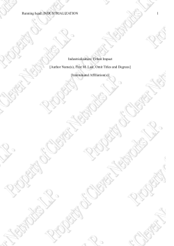 INDUSTRIALIZATION 1 Industrialization: Urban Impact