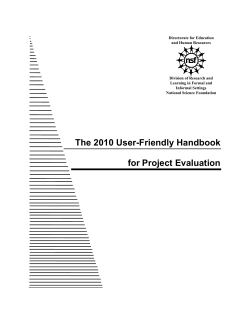 The 2010 User-Friendly Handbook for Project Evaluation