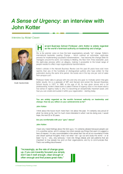 A Sense of Urgency: an interview with John Kotter