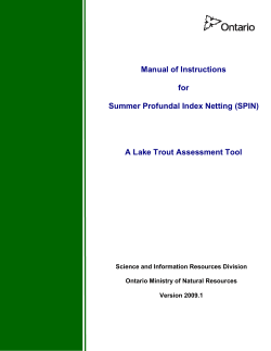 Summer Profundal Index Netting (SPIN) &ndash; Manual of