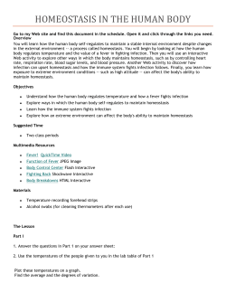 HOMEOSTASIS IN THE HUMAN BODY