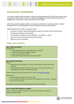 Consumer Complaints Information Sheet (59 KB PDF file)