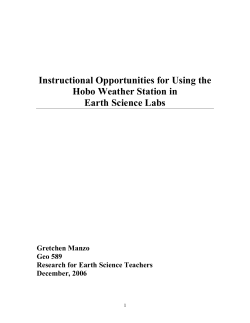 Instructional Opportunities for Using the HoboWeather Station