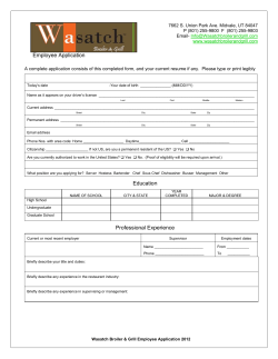 Employee Application - Wasatch Broiler and Grill
