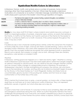 Symbolism/Motifs/Colors in Literature