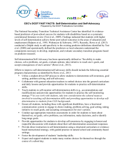 CEC`s DCDT FAST FACTS: Self-Determination and Self