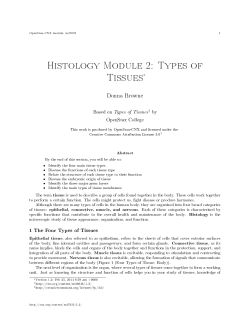 Histology Module 2: Types of Tissues