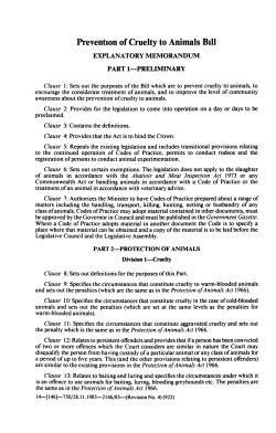 PreventIon of Cruelty to Animals BIll