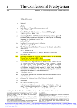 Reframing Presbyterian Worship - The Confessional Presbyterian