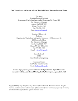 Food Expenditures and Income in Rural