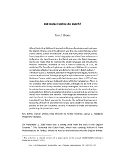 Did Daniel Defoe do Dutch? Ton J. Broos