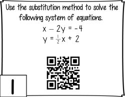 Use the substitution method to solve the following system of