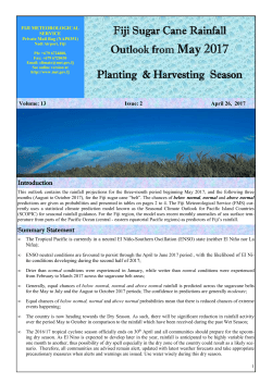 Sugar Outlook - Fiji Meteorological Service