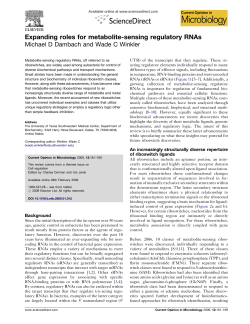 Expanding roles for metabolite-sensing regulatory