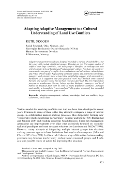 Adapting Adaptive Management to a Cultural Understanding of