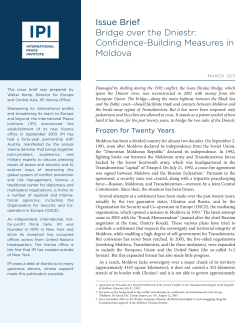 Issue Brief Bridge over the Dniestr: Confidence