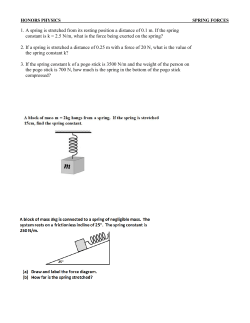1. A spring is stretched from its resting position a distance of 0.1 m. If
