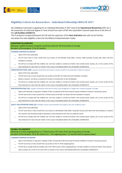 Eligibility Criteria for Researchers &ndash; Individual