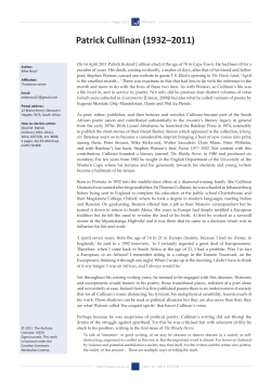 Patrick Cullinan (1932&ndash;2011) - South African Journal of Science